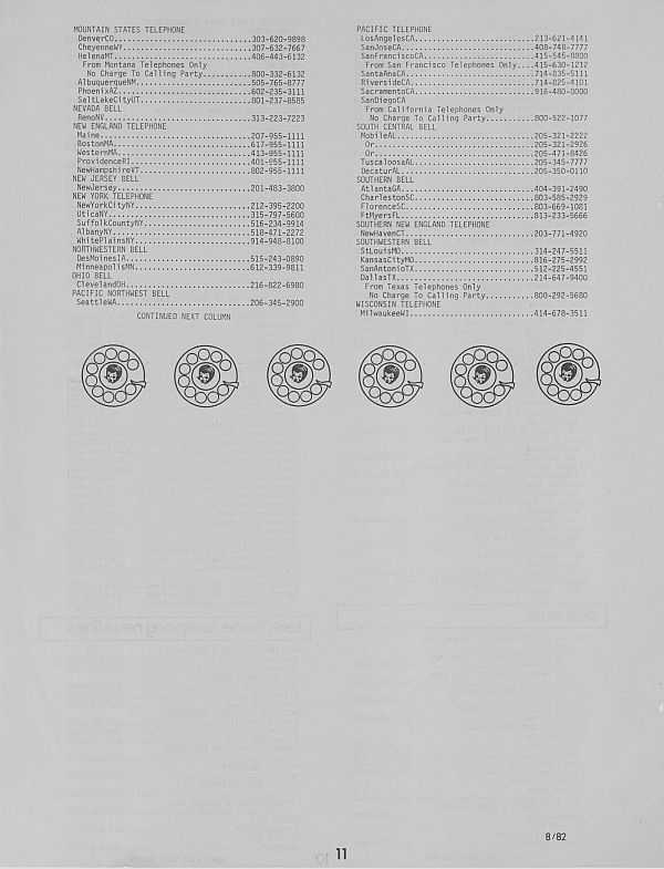 Phone List Of Numbers 1982 Page 11