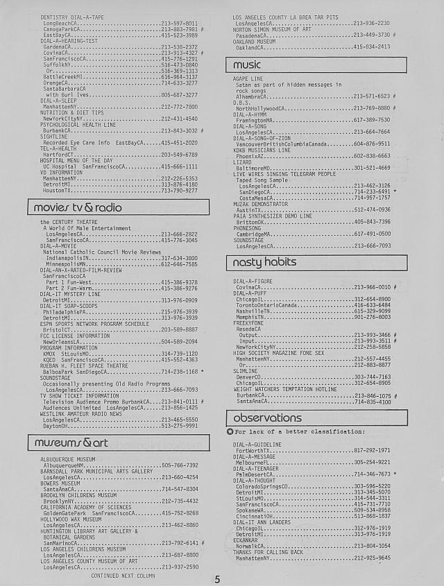 Phone List Of Numbers 1982 Page 5